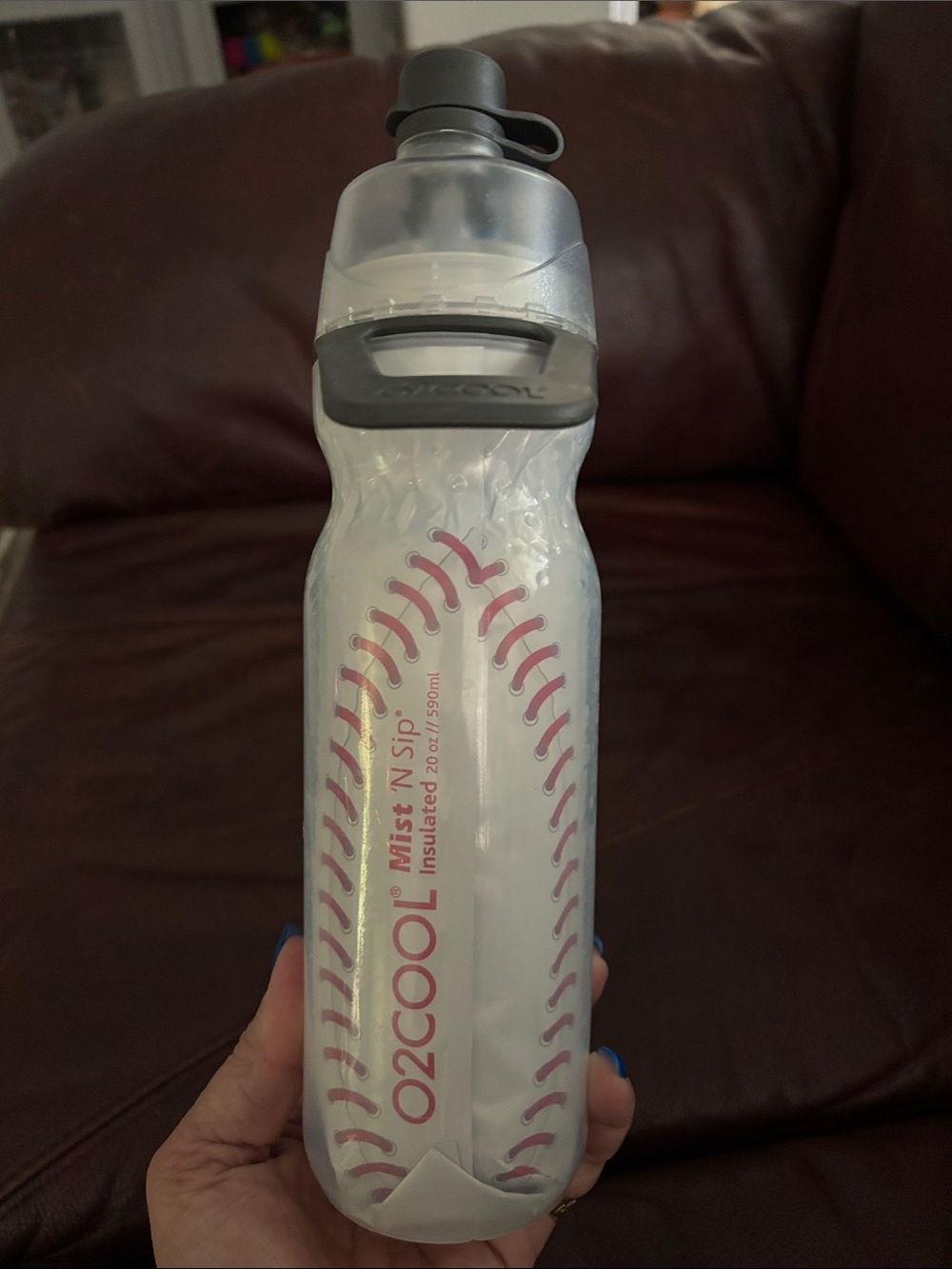 O2COOL Mist N Sip Insulated Sports Water Bottle - Baseball